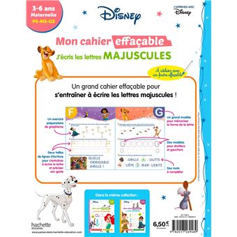 Disney - Mon cahier effaçable - J'écris les lettres majuscules (3-6 ans)