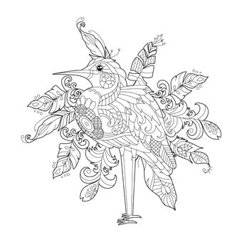 oiseau dessiné à la main pour livre de coloriage adulte 12079274