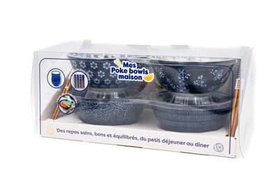 Coffret mes pokes bowls maison 2024 - + 4 bols + 4 paires de baguettes - Collectif - I2c - Jeux livres objets