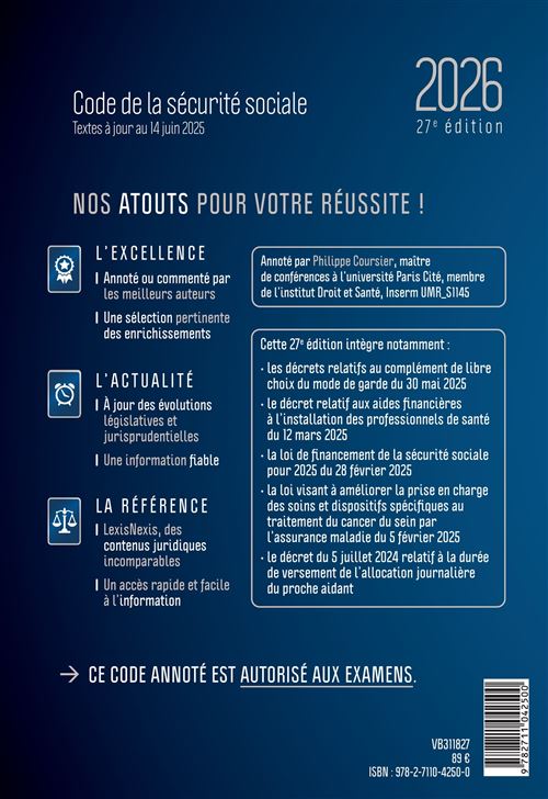 Code de la sécurité sociale 2026 - relié - COURSIER-P - Achat