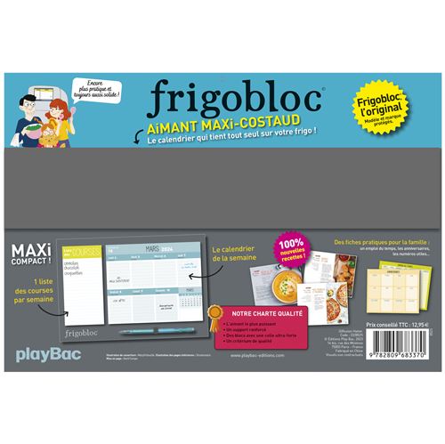 Mini Frigobloc Mensuel 2024 - Calendrier d'organisation familiale / mois  (de sept. 2023 à dec 2024) 📚🌐 achat livre