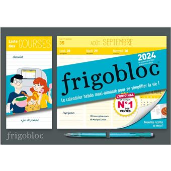 Frigobloc Hebdomadaire 2024 - Calendrier d'organisation familiale / sem (de  sept. 2023 à déc. 2024) 📚🌐 achat livre