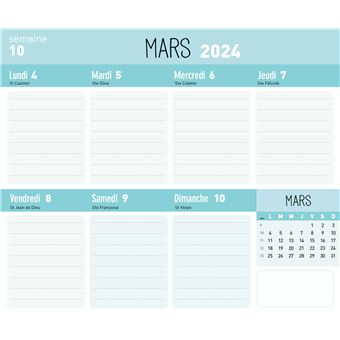 Mini Frigobloc Mensuel 2024 - Calendrier d'organisation familiale / mois  (de sept. 2023 à dec 2024) - COLLECTIF - Librairie Nouvelle