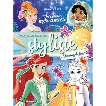 Disney Princesses - Disney Princesses - Je colorie mes amies - Mon grand carnet de styliste - Dressing de fête - avec stickers - 1