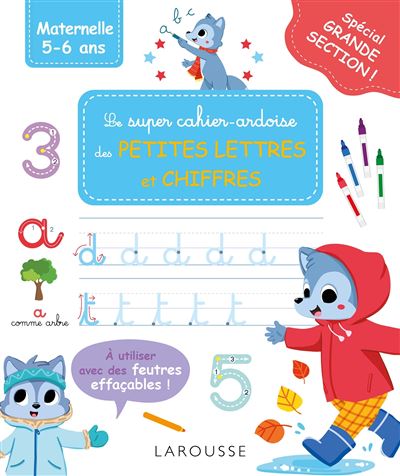 Mon super cahier ardoise Grande section - Petites lettres - Chiffres - Collectif - Larousse - broché - Scolaire / Universitaire - Larousse