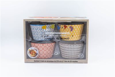 Coffret Mes accompagnements 100% faits maison - Saveurs du monde 2024 - + 4 bols en ceramiques - Collectif - I2c - Jeux livres objets