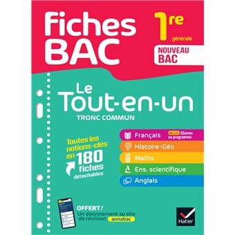 Fiches bac Le Tout-en-un Tronc commun 1re générale (toutes les matières) - 2024-2025