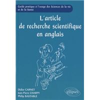 L'article de recherche scientifique en anglais -  Guide pratique à l'usage des Sciences de la Vie et de la Santé