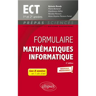 Formulaire Mathématiques - Informatique - ECT 1re et 2e années - Programme 2022 - 1