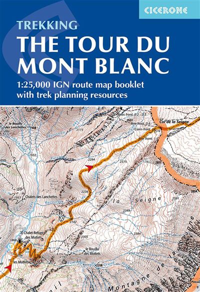 Tour du mont blanc map booklet 1:25 000 ign route map booklet