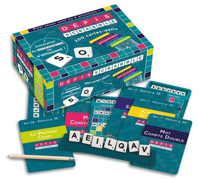 Défis Scrabble - 200 cartes + 1 crayon ou sablier + 1 carnet - Michèle Lecreux - Larousse - Jeux livres objets - Larousse