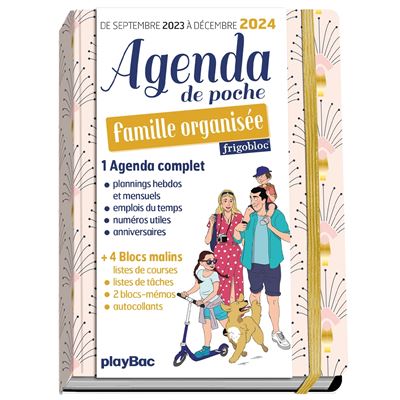 Agenda de poche 2024 de la famille organisée - rose (de sept. 2023 à déc.  2024) - relié - Collectif - Achat Livre