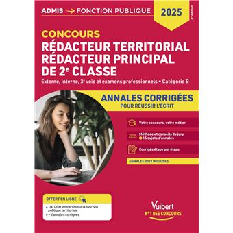Concours Rédacteur territorial et Rédacteur principal 2e classe - Catégorie B - Annales corrigées - 1