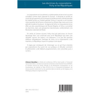 Les doctrines du corporatisme : Vichy et les Républiques