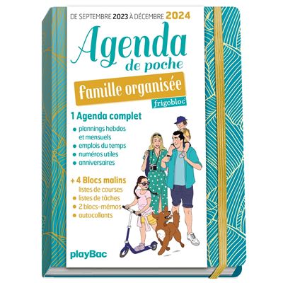 Agenda de poche 2024 de la famille organisée - bleu (de sept. 2023 à déc.  2024) - relié - Collectif, Livre tous les livres à la Fnac