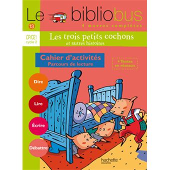 le-bibliobus-n-13-cp-ce1-les-trois-petits-cochons-cahier-d