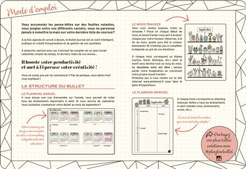 Agenda illustré & Bullet Journal en français à personnaliser: Planificateur  hebdomadaire sur 13 mois (Année en cours + mois de janvier N+1) I