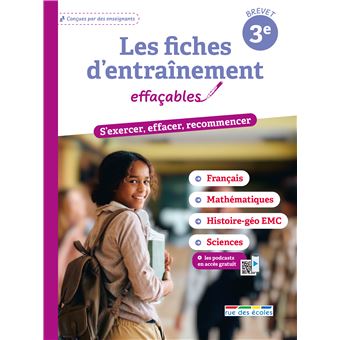 Les Fiches d'entraînement effaçables 3e - Brevet
