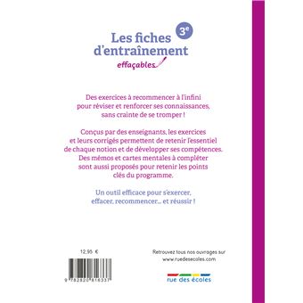 Les Fiches d'entraînement effaçables 3e - Brevet