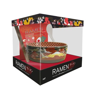 Coffret Ramen - Avec plus de 30 recettes de cuisine japonaise !: Un bol et une cuillère en céramique, une paire de baguettes en bois et un livre de 80 pages