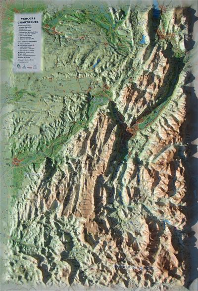 Carte en relief des parcs naturels regionaux du vercors et de la chartreuse -  3DMAP - (donnée non spécifiée)