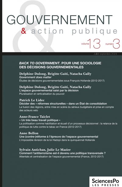 Gouvernement et action publique T13-3 - Back to government.
