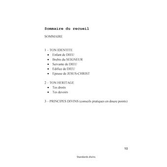 Recueils de quelques conseils selon les standards divins