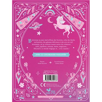 Le grimoire des licornes à colorier -  avec paillettes