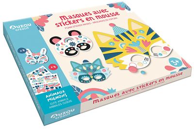Masques avec stickers en mousse - Animaux mignons - - Michelle Carlslund - Auzou Philippe Eds - Jeux livres objets - Auzou Philippe Eds