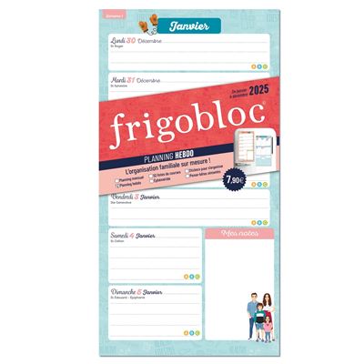 FRIGOBLOC - PLANNING HEBDO (de janv. à déc 2025) L'organisation familiale sur mesure - Collectif - Play Bac Eds - broché - Calendrier