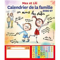 Calendrier de la famille max et lili 2026-2027