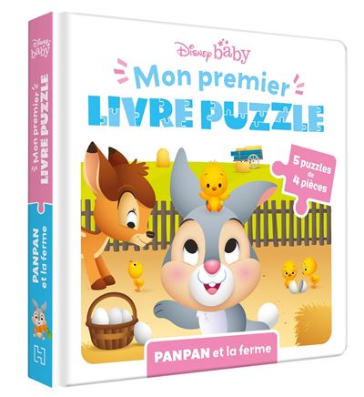 Panpan - 5 puzzles de 4 pieces : DISNEY BABY - Mon Premier Livre Puzzle - 5 puzzles 4 pièces - Panpan et la ferme