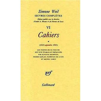 洋書 Simone Weil oevres completes VI Cahiers Œuvres complètes Cahiers (1933 - Septembre 1941) 1 Tome 6 - broché