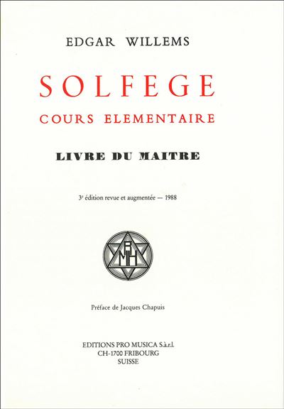 Solfège, cours élémentaire. Livre du Maître