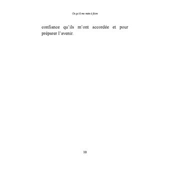 Ce qu'il me reste à faire