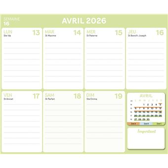 Calendrier Magnétique Frigo 18 Mois (juillet 2025 à Décembre 2026) - Dimensions 30x21cm, Papier FSC, Blanc
