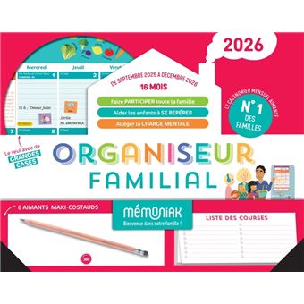 Agenda Familial 2026 Busy B - Semainier A5, 5 Personnes, Couverture Charbon/Doré, Pages Détachables
