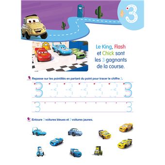 Disney - Cars  Mon cahier effaçable -  Je compte et j'écris les nombres (4-6 ans)