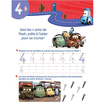 Disney - Cars  Mon cahier effaçable -  Je compte et j'écris les nombres (4-6 ans)