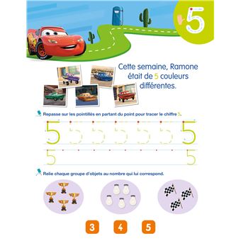 Disney - Cars  Mon cahier effaçable -  Je compte et j'écris les nombres (4-6 ans)