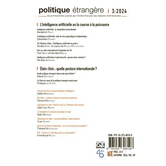 Politique étrangère - n° 3/2024 - L'Intelligence artificielle ou la course à la puissance - septembre 2024