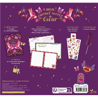 Mon carnet secrets de coeur - coffret avec accessoires