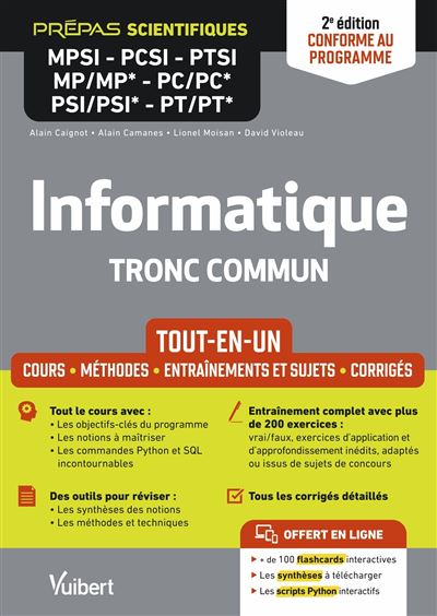 Informatique tronc commun: MPSI, PCSI, PTSI - Serge Bays (2025)