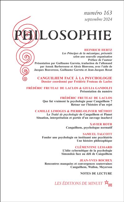Philosophie 163 Dossier Canguilhem face a la psychologie Sep
