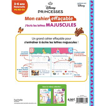 Disney - Princesses Mon cahier effaçable - J'écris les lettres majuscules  (3-6 ans)