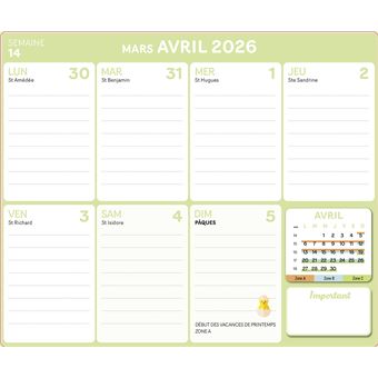 Frigobloc Hebdomadaire Compact 2026  - Calendrier Compact / sem (de janv. à déc. 2026)