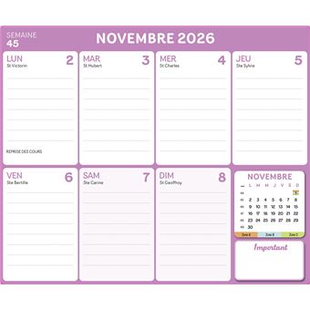 Frigobloc Hebdomadaire Compact 2026  - Calendrier Compact / sem (de janv. à déc. 2026)
