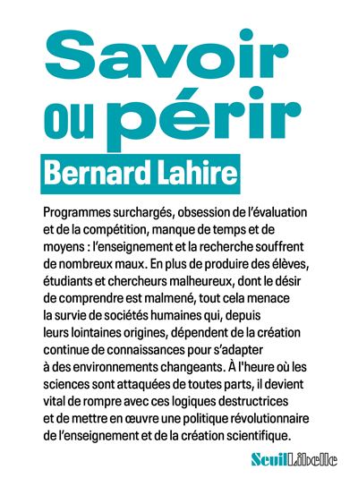Savoir ou périr - Bernard Lahire (2025) Savoir ou périr - Bernard Lahire (2025)