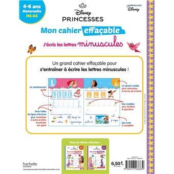 Disney - Princesses  Mon cahier effaçable - J'écris les lettres minuscules (4-6 ans)