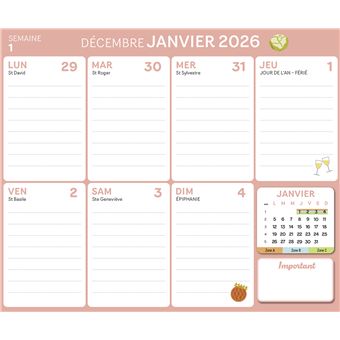 Mini Frigobloc Hebdomadaire Air fryer 2026  - Calendrier Compact / sem (de janv. à déc. 2026)
